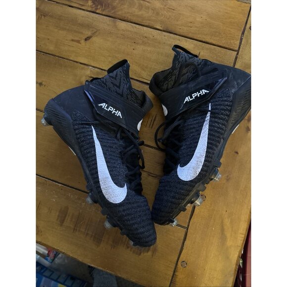Nike Alpha Fly Knit Control 360 Size 11.5 w/ Cleats Black White Men\'s Football main image 4